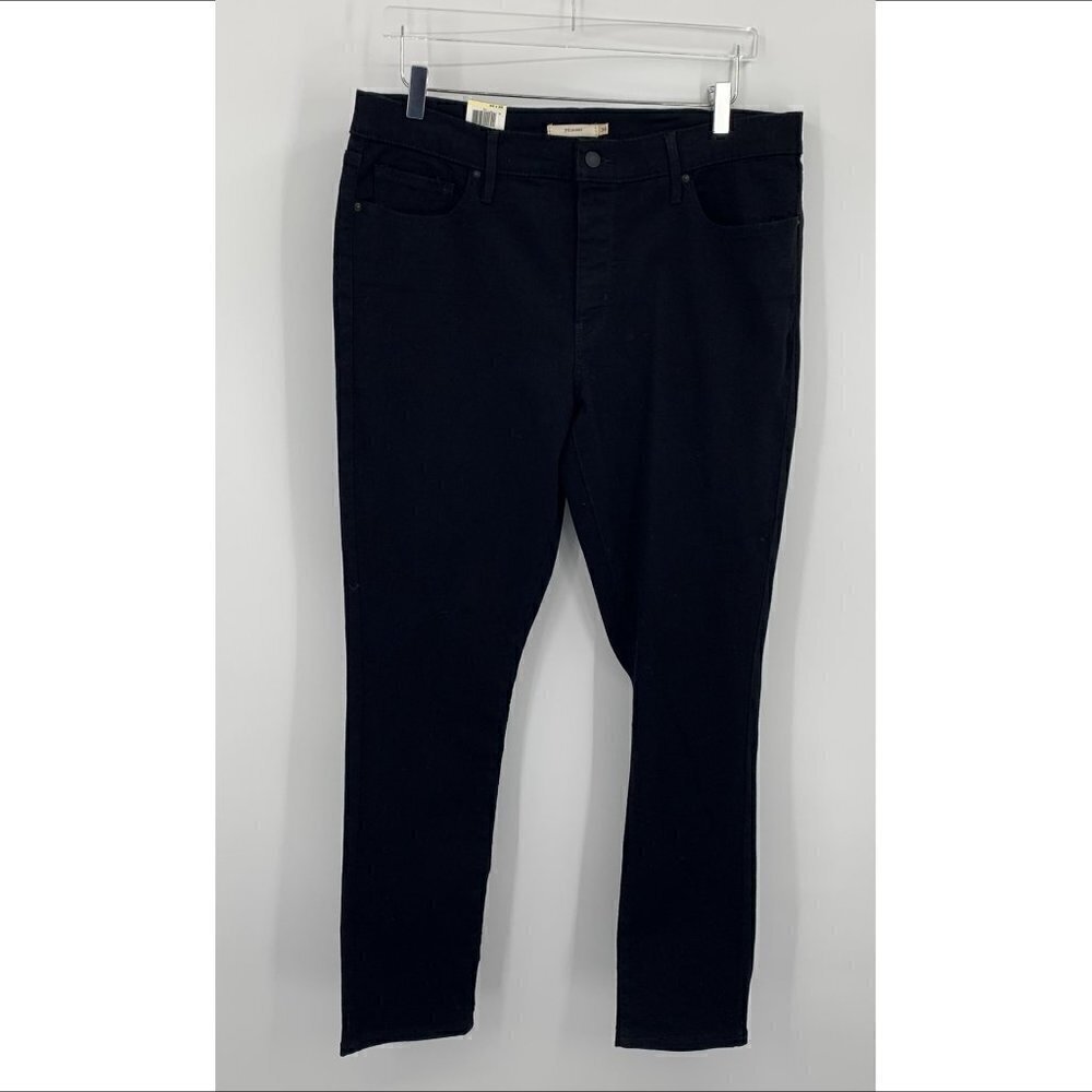 Levis 711 skinny black denim jeans stretch mid rise ankle women new 34